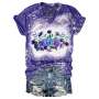 Women's spring and summer flowers tie-dye printing T-shirt